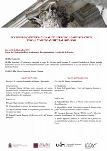IV Congreso Internacional de Derecho Administrativo, Fiscal y Medioambiental Romano